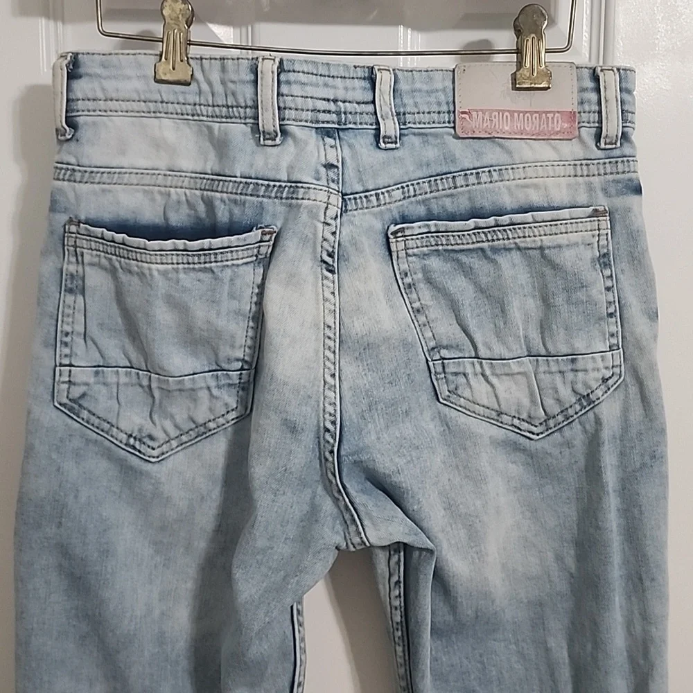 Mario Morato Men's Skinny Patch Jeans Streetwear European Size 32​​​​​